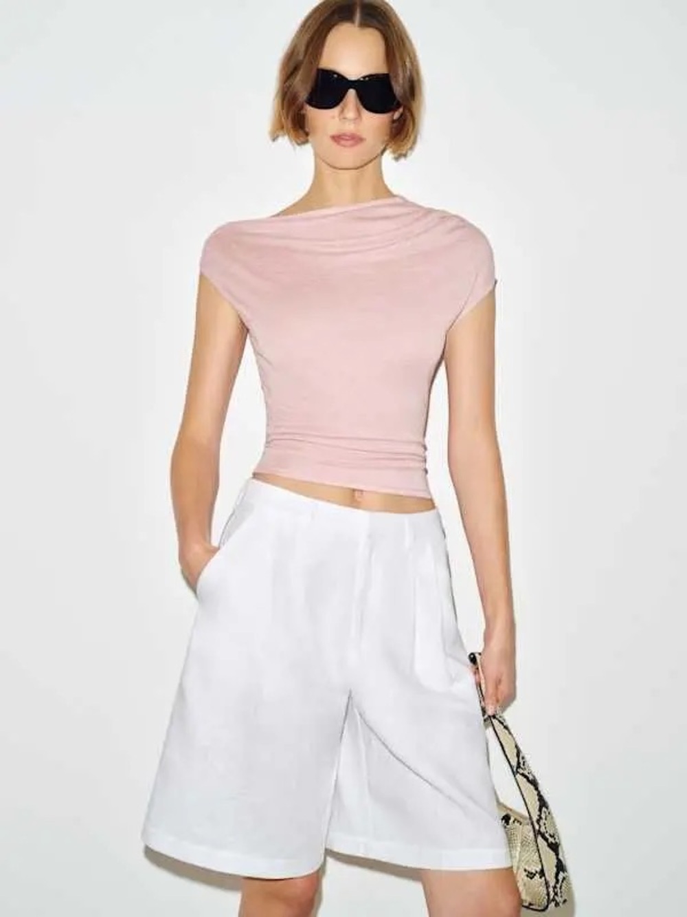 Reformation Blush Pink Boatneck Crop Top
